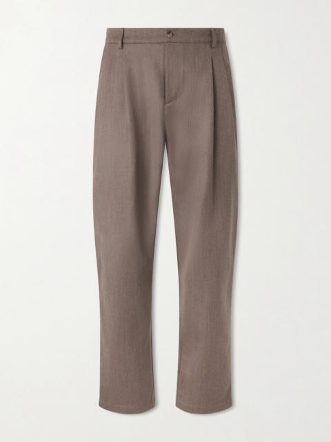 DE BONNE FACTURE Artist Straight-Leg Pleated Wool and Cotton-Blend Suit Trousers