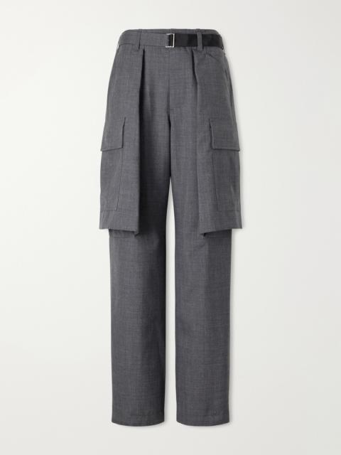 sacai Pleated Belted Twill Wide-leg Pants
