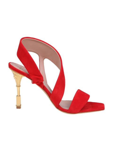 Balmain Red Suede Coin Sandal