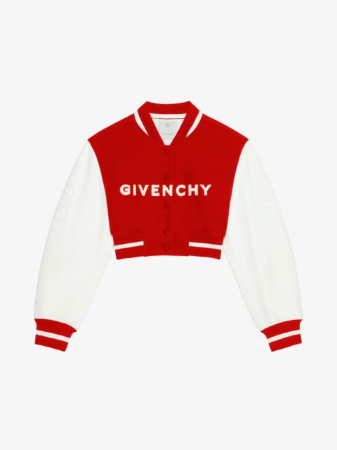 Givenchy GIVENCHY CROPPED VARSITY JACKET IN WOOL AND LEATHER
