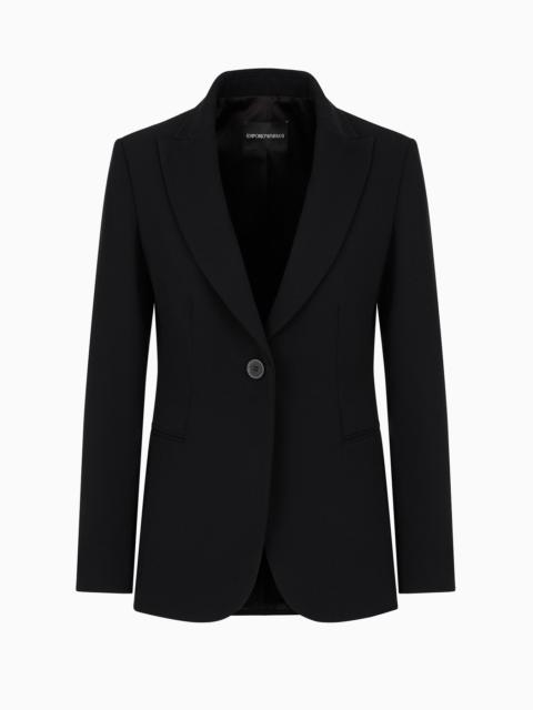 Single-breasted jacket in technical gabardine