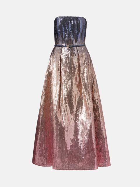 ELIE SAAB Ombré sequined strapless gown