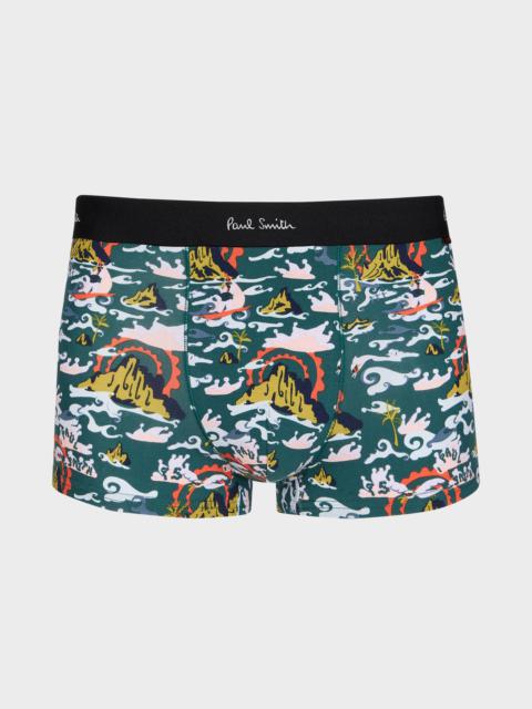 Paul Smith Teal 'Island' Print Boxer Briefs