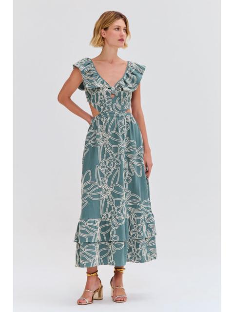PatBO ASAS LINEN FLUTTER MIDI DRESS
