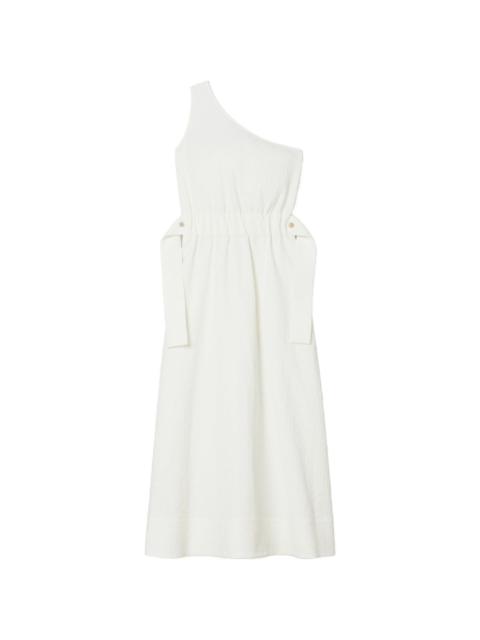 TORY BURCH one-shoulder belted cotton dress