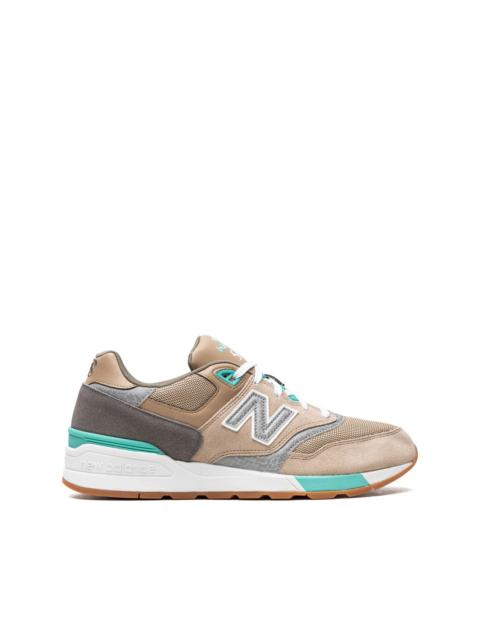 597 suede "Beach Sand/Teal" sneakers