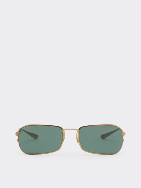 Ferrari Matte gold titanium sunglasses with dark green lenses