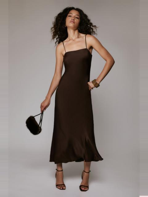 BARDOT Marlo Satin Slip Dress In Dark Chocolate