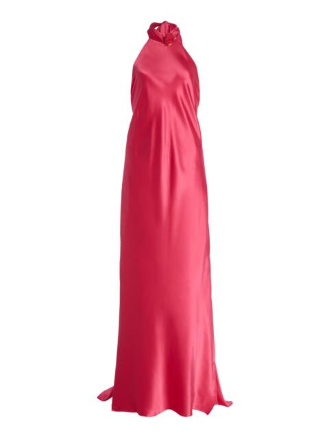 SILVIA TCHERASSI Exclusive Sherry Silk Halter Gown pink