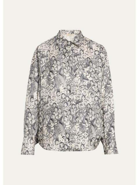 HEIRLOME x Angelica Morales Gomez Printed Silk Twill Oversized Button-Down Shirt
