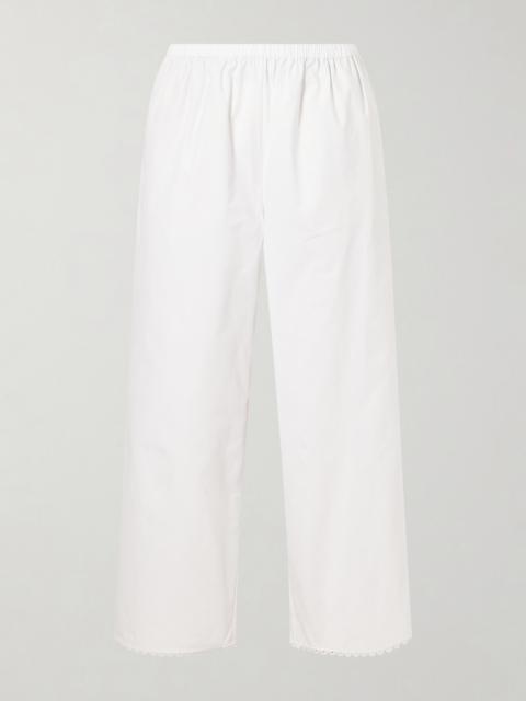 RÓHE Embroidered Cotton-poplin Wide-leg Pants