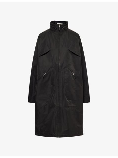 entire studios Mock-Neck Woven Rain Coat