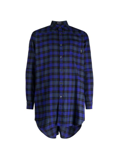 checkered ruched cotton shirt