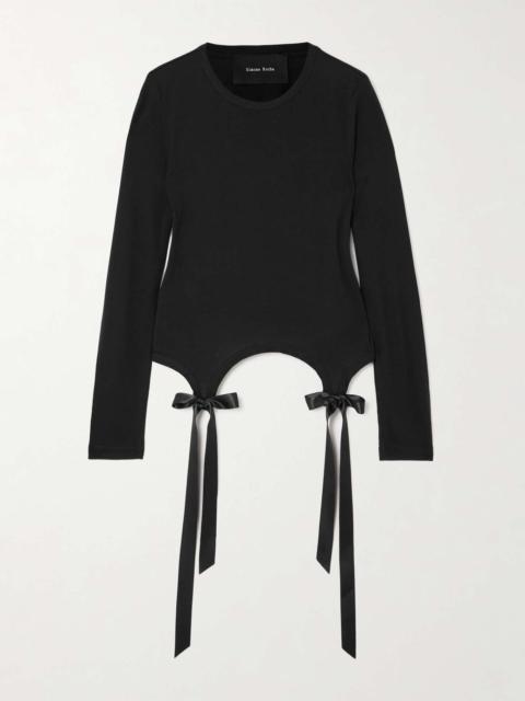 Simone Rocha Bow-detailed Lyocell-jersey T-shirt Black