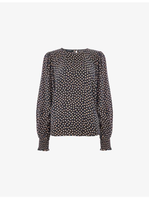 WHISTLES Spot-Print Relaxed-Fit Woven Blouse