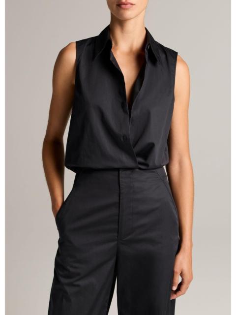 Vince Cotton Relaxed Sleeveless Button-Front Shirt