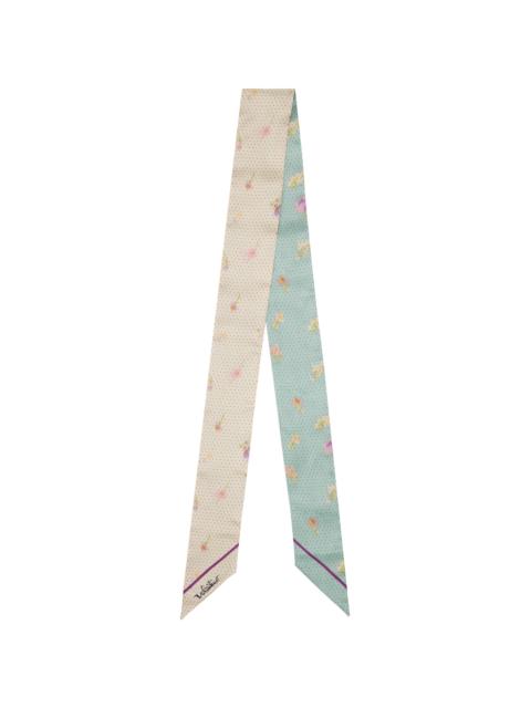 Valentino Blue & Beige Silk Bandeau Scarf