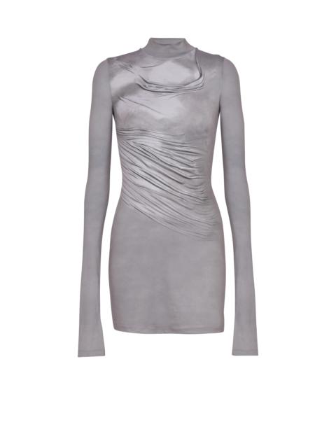 Balmain Long-sleeve high-neck draped print trompe-l'œil t-shirt