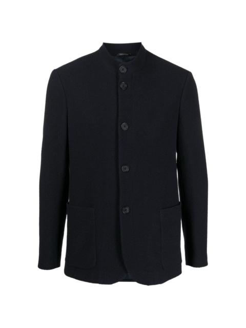 button-up wool blend shirt jacket