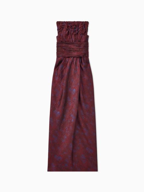 GIORGIO ARMANI STRAPLESS EVENING DRESS WITH FLORAL EMBROIDERY AND BEADING