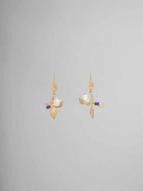 Marni PEARLS AND STONES FLOWER DELIRIUM DROP EARRINGS