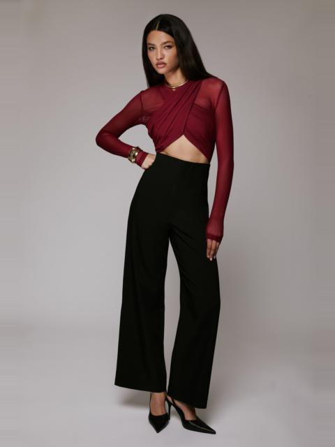 BARDOT Aliyah Wrap Bodysuit In Burgundy
