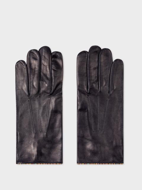 Paul Smith Leather Gloves With 'Signature Stripe' Piping