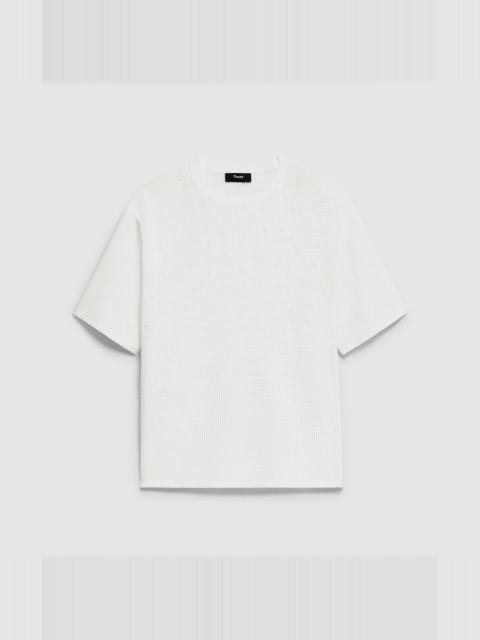 Theory Pointelle Tee in Crepe Knit