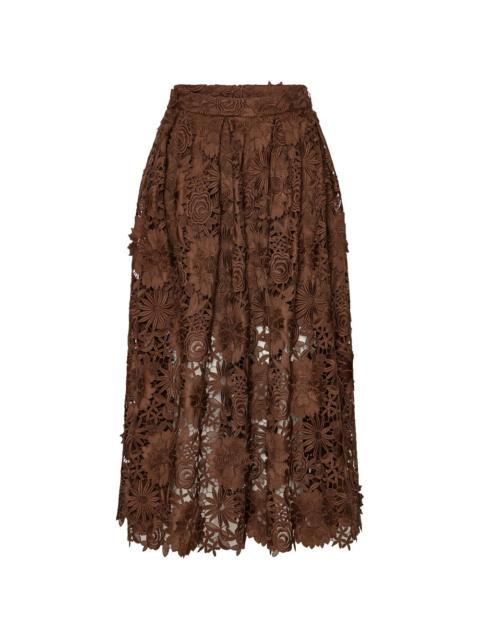 ROTATE floral lace midi skirt