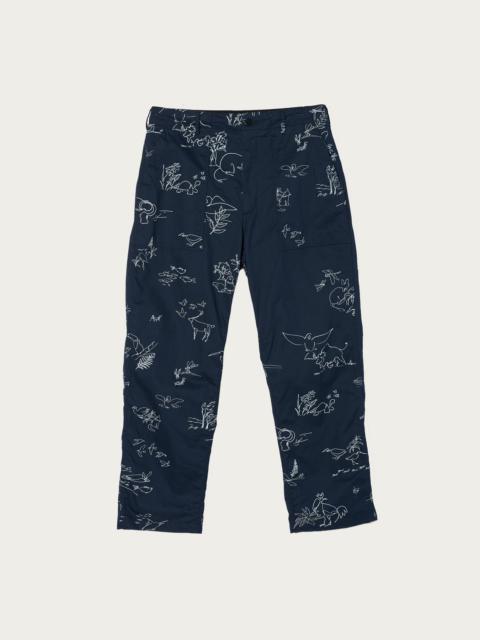 Engineered Garments Fatigue Pant - Navy Animal Print 6.5oz Natural Twill