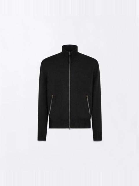 TOM FORD MERINO FULL ZIP WITH LEATHER PATCHES