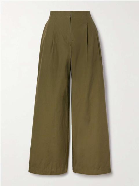ULLA JOHNSON Lani pleated cotton-poplin wide-leg pants
