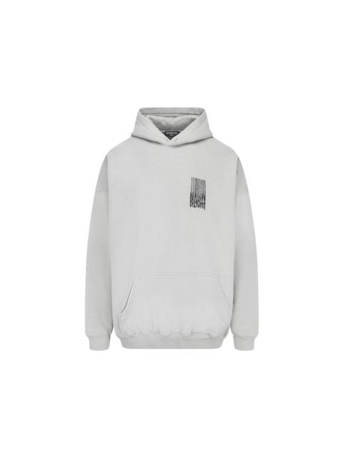 BALENCIAGA Balenciaga Barcode Logo Fleece Boxy Hoodie Grey