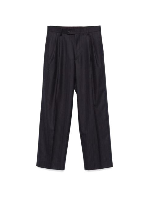 pinstriped flannel trousers