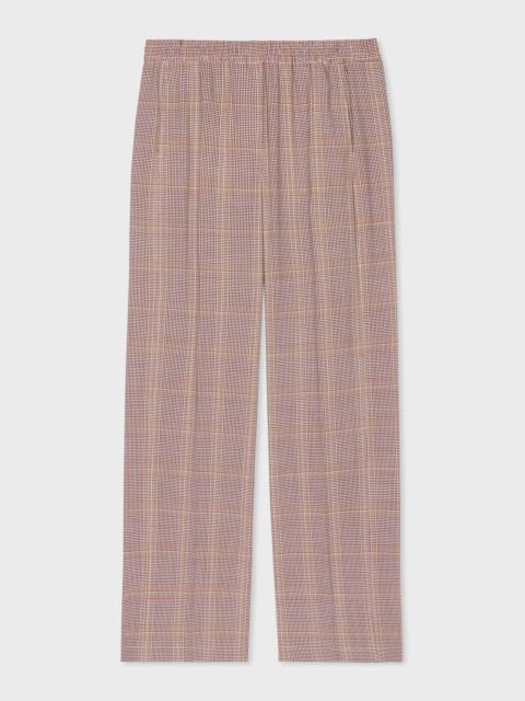 Paul Smith Women's Burgundy Check Wool-Blend Wide-Leg Trousers