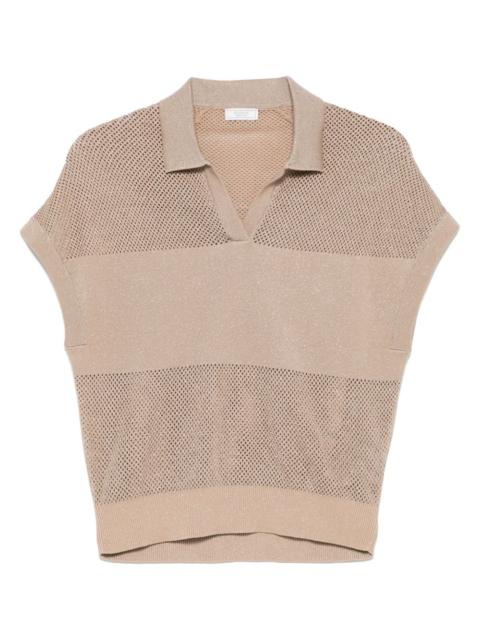 PESERICO lurex-embellished polo top