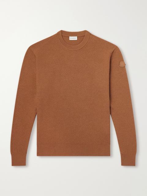 Moncler Logo-Appliquéd Leather-Trimmed Wool and Cashmere-Blend Sweater