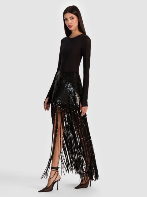 Alice + Olivia KENDRA SEQUIN FRINGE MAXI SKIRT