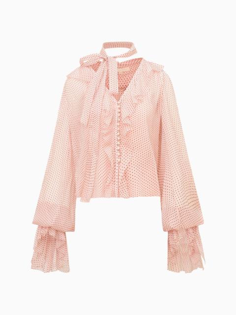 LoveShackFancy Linette Polka Dot Ruffle Blouse