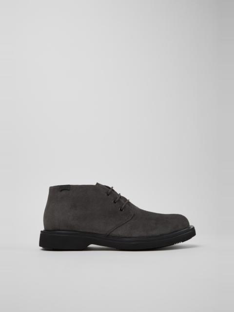 CAMPER Norman Gray Suede Ankle Boots for Men.