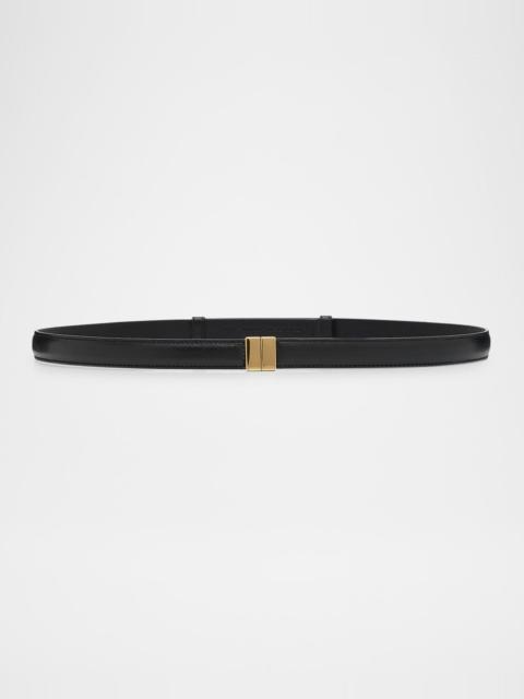 TOTEME Slide Buckle Leather Skinny Belt