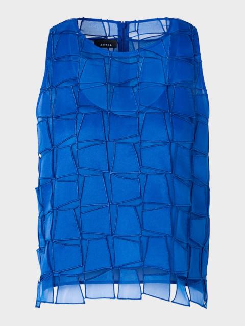 AKRIS Embroidered Organza Sleeveless Blouse