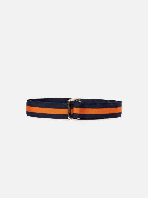 J. PRESS MADE-IN-USA NAVY & ORANGE STRIPED GROSGRAIN RIBBON BELT