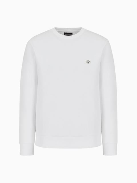 Crew-neck sweatshirt with micro logo patch