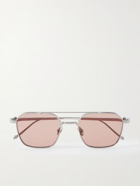 Cartier Pasha Double-Bridge Aviator-Style Silver-Tone Titanium Sunglasses Silver