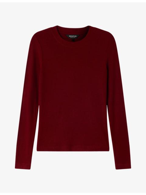 WHISTLES Essential Ribbed Crewneck Stretch-Jersey Top
