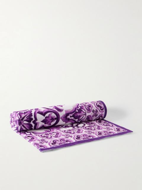 Dolce & Gabbana Printed cotton-terry beach towel Purple