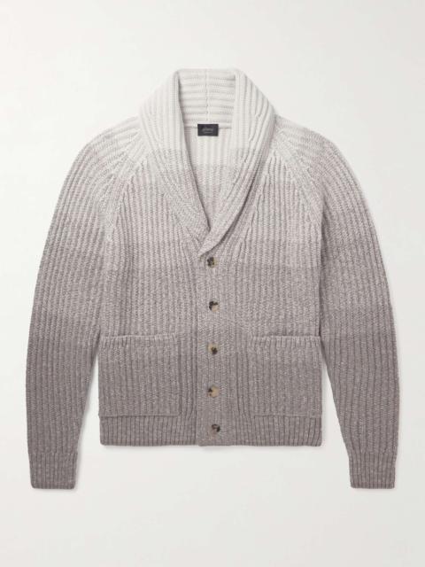 Shawl-Collar Dégradé Ribbed Wool Cardigan