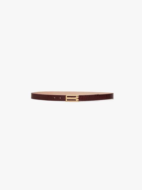 Victoria Beckham Dorian Belt In Dark Brown Croc Embossed Leather