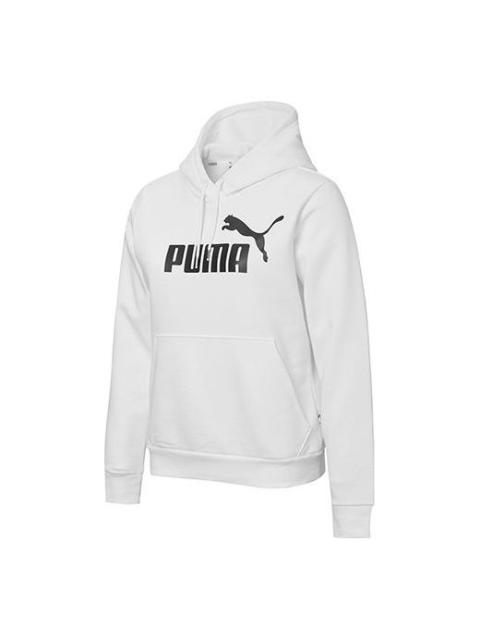 PUMA (WMNS) PUMA Essentials Hoodie 'White Black' 586938-02
